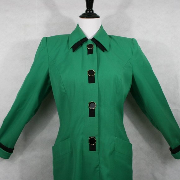 Vintage 80's R. B. Design Group Lime Green Poly Microfiber Midi Dress SZ 8 EUC - Picture 4 of 12